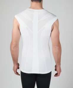 Intelliskin GolfPro holdningskorrigerende tank - Essential GolfPro i hvid set bagfra i studio