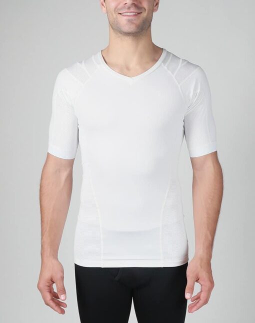 Intelliskin holdningskorrigerende t-shirt - Foundation Pro i hvid set forfra i studio