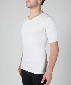 Intelliskin holdningskorrigerende t-shirt - Foundation Pro i hvid set skråt forfra i studio
