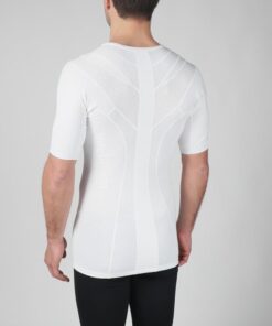 Intelliskin holdningskorrigerende t-shirt - Foundation Pro i hvid set skråt bagfra i studio